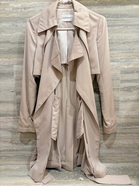 Club Monaco Draped Trench Coat in Light Taupe